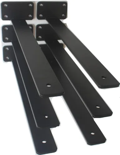 Miniatura 43 de Paquete de 2 - Soportes de estante en L ocultos negros de 4 pulgadas (1/5 pulgada de grosor) Soportes de estante flotante de hierro Soportes