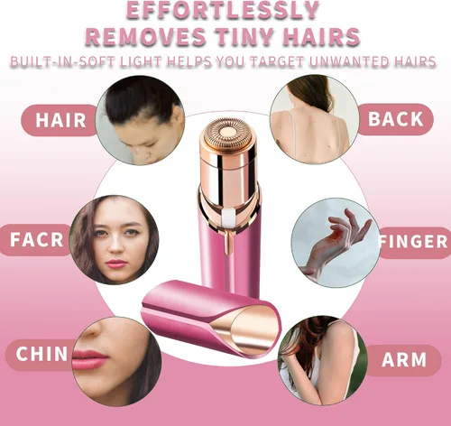 Miniatura 2 de Removedor de vello facial para mujeres, como se ve en la televisión, afeitadora facial sin dolor, mini removedor de pelo, afeitadora eléctrica Rojo