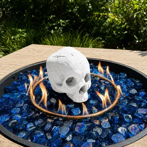 Miniatura 6 de Troncos de fuego de calavera de cerámica, calaveras de hoguera, troncos de calavera de cerámica, cabeza de esqueleto/decoración de calavera