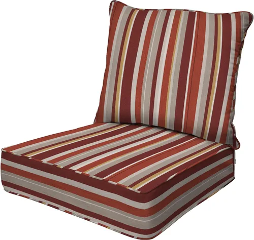 Miniatura 12 de Honeycomb Outdoor Heritage - Asiento profundo, 23 x 25 pulgadas, cojín para silla Cabana Stripe negro y marfil con funda extraíble, para muebles