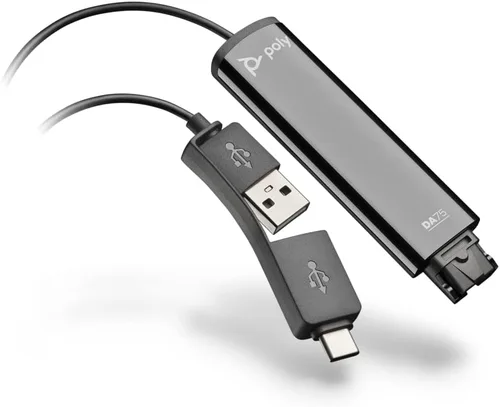 Miniatura 2 de Poly - Adaptador digital DA85M USB-A/USB-C (Plantronics) - Funciona con auriculares Poly Call Center de desconexión rápida (QD) - Protección