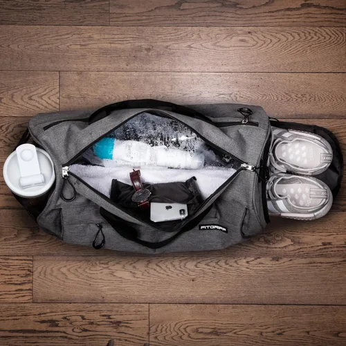 Miniatura 4 de Fitgriff Bolsa de gimnasio para hombres y mujeres con compartimento para zapatos y artículos húmedos, bolsa de lona para viajes, deportes, fitness
