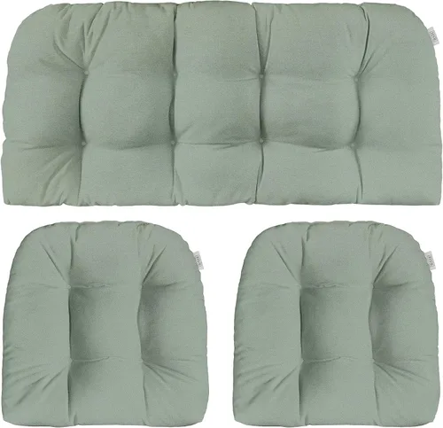 Miniatura 22 de RSH DECOR: Sunbrella - Juego de 3 cojines de mimbre copetudos 41 x 19 pulgadas y 19 x 19 pulgadas Fabricado con tela de rendimiento Sunbrella
