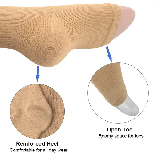 Miniatura 4 de Calcetines de compresión de cobre para mujeres y hombres, punta abierta, 15-20 mmHg, es el mejor apoyo para la recuperación de la circulación y uso