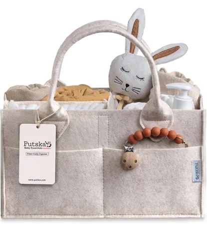 Miniatura 9 de PUTSKA Organizador de Caddy de Pañales para Bebé - Cesta de Almacenamiento de Guardería para Estación de Pañales, Lista de Regalos de Baby Shower