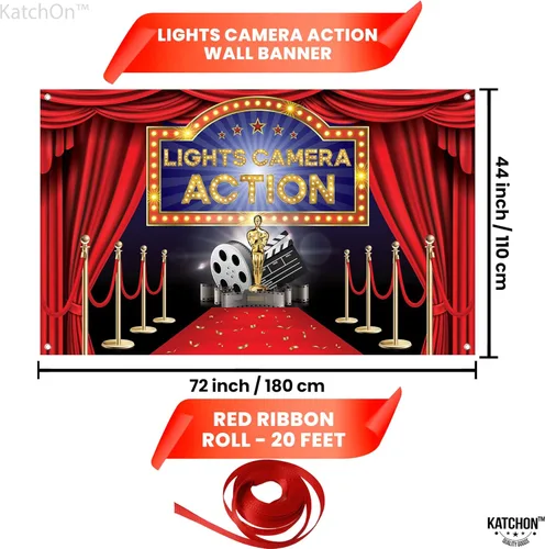 Miniatura 4 de KatchOn, Fondo de acción para cámara con luces XtraLarge - 72 x 44 pulgadas Decoración de fiesta temática de película Decoraciones de fiesta