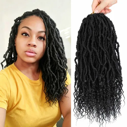 Miniatura 30 de Mytarku 8 paquetes de rastas suaves de 24 pulgadas con extremos rizados, rastas de pelo sintético de ganchillo bohemias para mujeres rastas de 1b