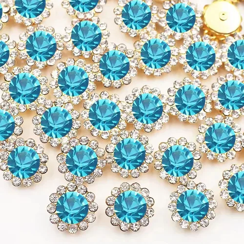 Miniatura 17 de 120 piezas de 12 mm de girasol coser en diamantes de imitación de cristal, gemas de vidrio, diamantes de imitación de metal para manualidades