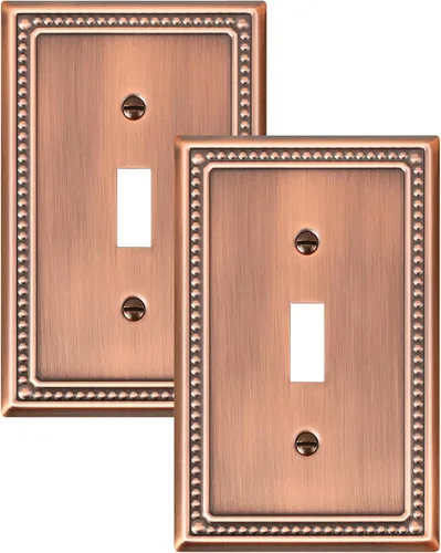 Miniatura 78 de Paquete de 4 placas de cubierta para interruptor de luz de palanca individual, cubiertas decorativas de perlas, placa de pared de metal almendra