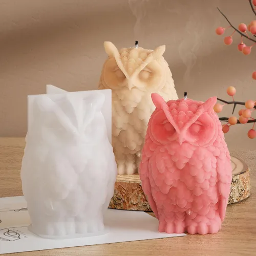 Juego de moldes para velas de resina y silicona de animales y búhos, molde de animales 3D para decoración del hogar y fabricación de velas Búho-3260