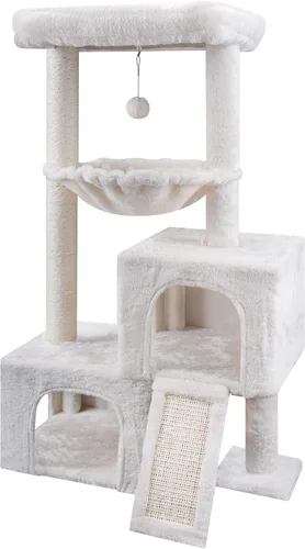 Miniatura 12 de AIWIKIDE Árbol para gatos con juguete para rascar y centro de actividades, torre para gatos con postes para rascar cubiertos de yute, color beige