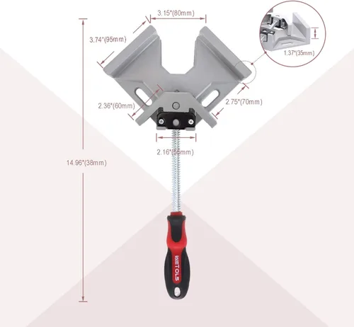 Miniatura 3 de WETOLS Abrazadera de Esquina para Carpintería 4PCS Abrazadera de Ángulo Recto de 90 Grados con Mordaza Basculante Ajustable de Aleación de Aluminio