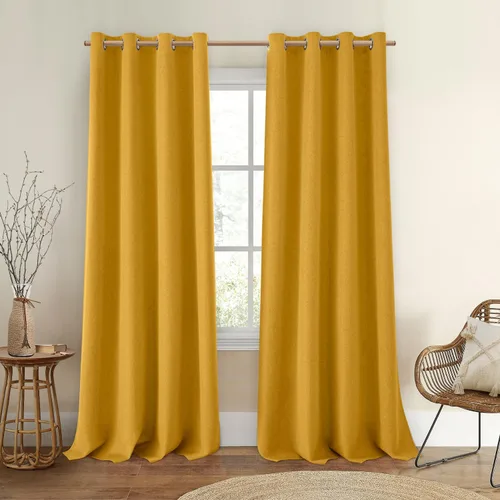 Miniatura 37 de Homeideas Cortinas Rosa Claro 100% Opacas de 84 Pulgadas de Largo, Gruesas Cortinas de Lino Sintético/Mezcla de Lino Texturizadas, Lindas Cortinas