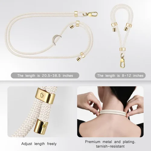 Miniatura 6 de UKON Cordón para teléfono celular, cordón bandolera y correa de muñeca, hebilla de metal premium con dijes para teléfono con 2 parches de correa