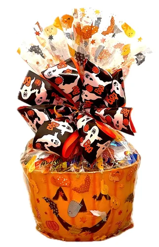 Miniatura 2 de Cesta de regalo gourmet de calabaza de Halloween de 33 piezas de chocolates artesanales, galletas, crujidos y aperitivos. Hecho a mano y perfecto
