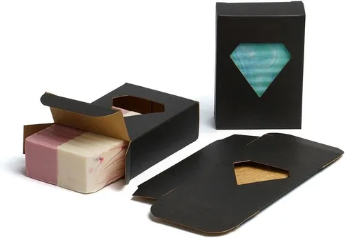 Caja de jabón para ventana de 1,000 CYP con diamantes negros - Embalaje de jabón casero - Suministros para hacer jabón - Fabricado en Estados Unidos