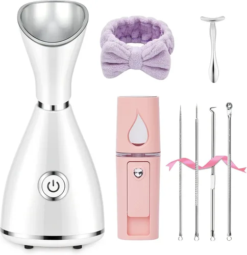Vaporizador facial para cara, vaporizador facial para limpieza profunda facial, vaporizador facial Nano Mister Set para senos nasales, desobstruye