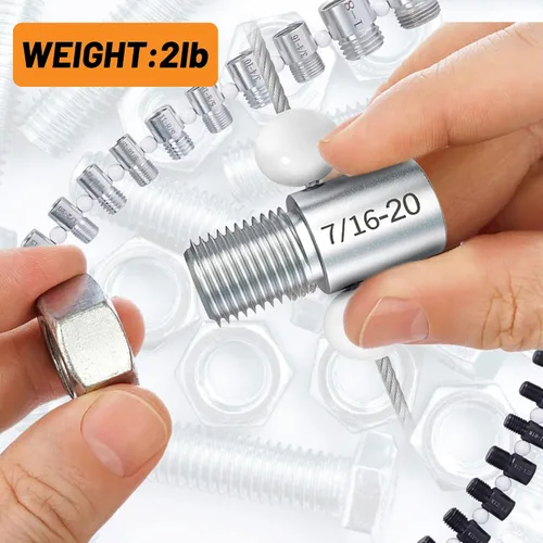 Miniatura 3 de Comprobador de roscas de tuerca y perno – Comprobador de rosca de acero de alta velocidad estándar y métrico – Calibre completo SAE macho hembra