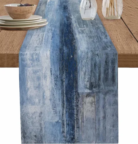 Miniatura 16 de Camino de mesa naranja quemado, 120 pulgadas de largo, pinturas modernas al óleo, camino de mesa abstracto para cocina, comedor, bufandas, obra