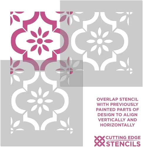 Miniatura 4 de Myriam - Plantilla de azulejos de cemento para pintar pisos y salpicaduras, patrón marroquí para decoración del hogar fácil de bricolaje, plantillas