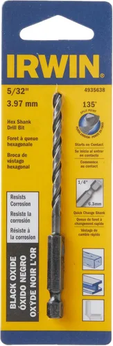 Irwin Tools 4935638 - Broca de vástago hexagonal de óxido, 5/32 pulgadas, color negro