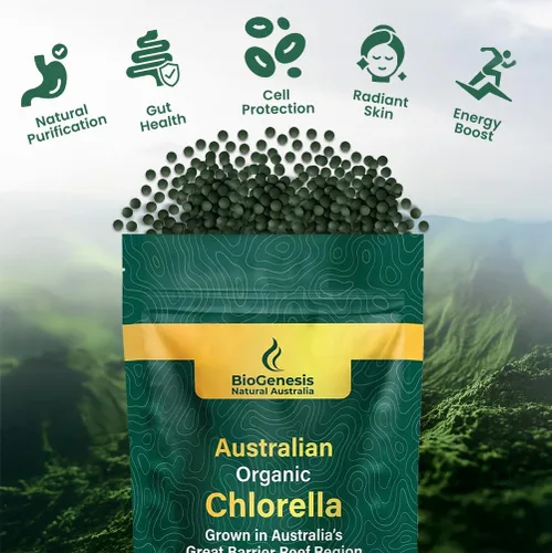 Miniatura 3 de Biogenesis Mini tabletas orgánicas de Chlorella – 300 unidades (200 mg) Cultivadas en Australia Ricas en clorofila, vitaminas y minerales