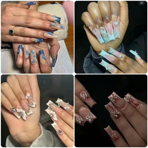 Miniatura 5 de Juego de 115 dijes de uñas con lazo de mariposa 3D, joyería de diamantes de imitación de metal, accesorios de aleación brillante Y2K para diseño