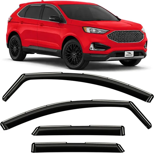 Voron Glass - Protectores de lluvia de canal extra duraderos para Ford Edge 2015-2024, deflectores de ventana, viseras de ventilación, 4 piezas -