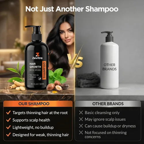 Miniatura 7 de Champú para el crecimiento del cabello, 10.1 onzas líquidas, champú para el cabello de biotina con aceite de árbol de té, ginseng y menta