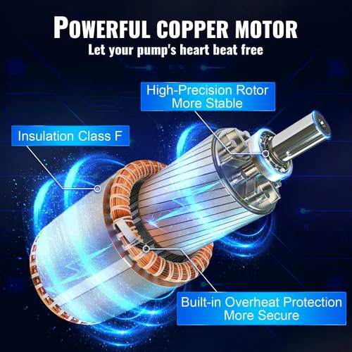 Miniatura 5 de VEVOR Bomba sumergible de pozo profundo, 0.5 HP 230 V/60 Hz, cabezal de 28 gpm y 167 pies, con cable eléctrico de 33 pies, bombas de agua de acero