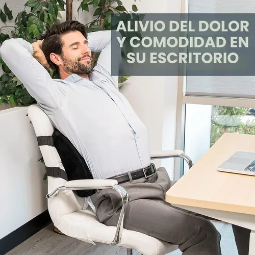 Miniatura 3 de ComfiLife - Cojín de respaldo lumbar para silla de oficina y asiento de coche, de espuma viscoelástica, con correa ajustable y malla 3D transpirable