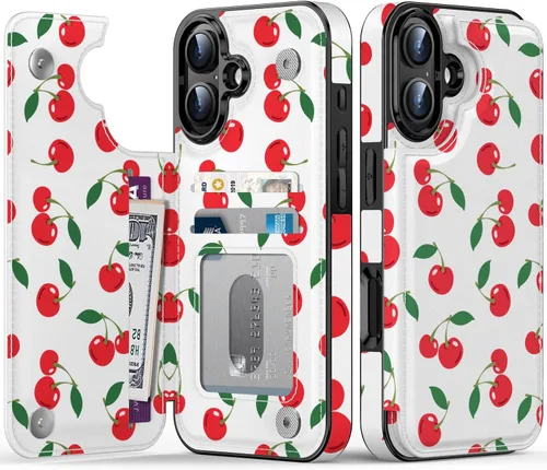 Miniatura 76 de FUNMIKO Funda tipo cartera para iPhone 13 con tarjetero, bloqueo RFID, protección de grado militar y obras de arte impresas con rayos UV, cierre
