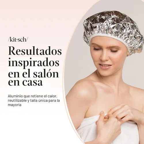 Miniatura 8 de Kitsch Gorro Térmico de Papel de Aluminio para Acondicionamiento Profundo - Gorro Reutilizable para Cabello para Coloración, Permanente