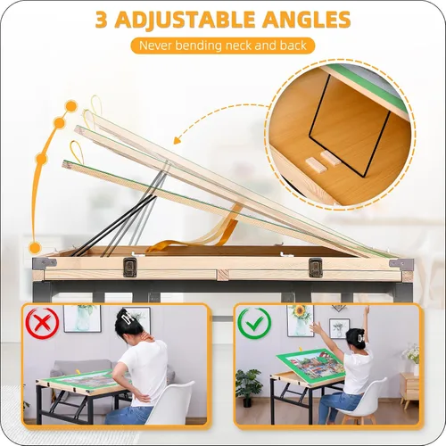 Miniatura 3 de Mesa y tablero de rompecabezas BittPicc con 4 cajones - Ángulo de inclinación ajustable, ruedas y patas plegables sin necesidad de montaje