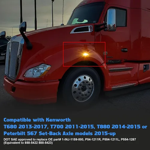 Miniatura 4 de Xotic Tech - Lámparas LED de señal de marcador lateral con lente transparente, compatible con Kenworth T680 T700 T880 Peterbilt 567, ámbar 3-SMD