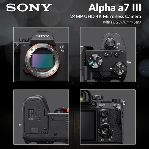 Miniatura 3 de Sony Alpha a7 III - Cámara sin espejo de 24MP UHD 4K con lente de 1.102-2.756 in, paquete de tarjeta SDHC U3 de 32 GB, funda para cámara, kit