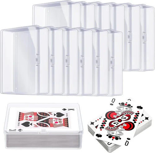 Miniatura 8 de Kitoyz Juego de cartas de plástico transparente, caja de almacenamiento de tarjetas de acrílico compatible con fundas coleccionables para tarjetas