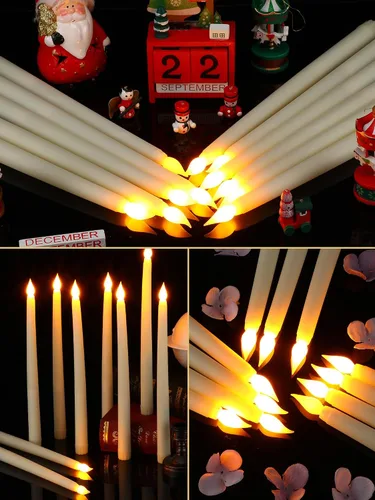 Miniatura 3 de Retisee 30 velas LED sin llama de 11 pulgadas, a granel, funciona con pilas, velas LED parpadeantes para decoración de San Valentín, cumpleaños