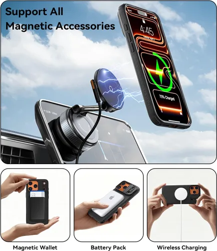 Miniatura 3 de imluckies Funda compatible con iPhone 17 Pro Max de 6.9 pulgadas con cubierta para cámara, parte trasera de policarbonato duro y parachoques suave