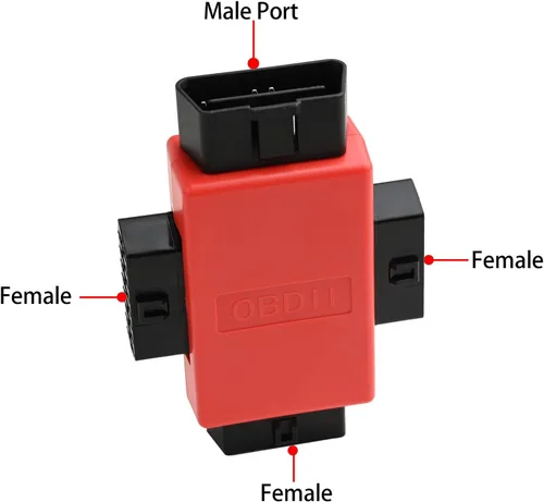 Miniatura 6 de iKKEGOL Pocket OBD2 OBDII Full 16 Pin Macho a 3 Hembra 1 a 3 OBD Cable Divisor Convertidor Adaptador para Diagnóstico Extensor Rojo (Rojo)