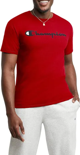 Champion Camiseta para hombre camiseta clásica de algodón cuello redondo camiseta de peso medio logotipo escrito