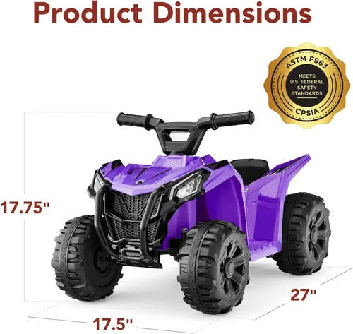 Miniatura 7 de Best Choice Products Juguete de paseo para niños de 6 V, 4 ruedas Quad ATV Play Car con velocidad máxima de 1.8 MPH, neumáticos pisados, asas