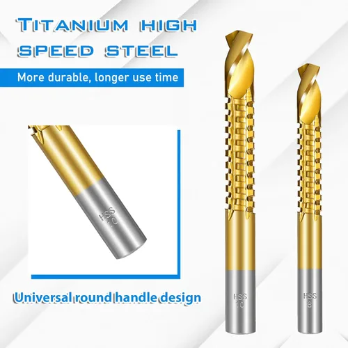 Miniatura 3 de Paquete de 8 brocas helicoidales HSS con revestimiento de titanio, broca de corte lateral dentado de 0.18 a 0.394 pulgadas, brocas de corte dentadas