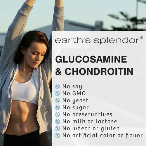 Miniatura 4 de Earth's Splendor Glucosamina HCI 1500 mg de sulfato de condroitina 1200 mg Suplemento para hombres y mujeres, apoya la salud de las articulaciones