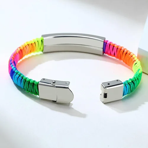 Miniatura 4 de Pulsera personalizada de identificación de alerta media color arco iris