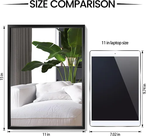Miniatura 2 de Espejo rectangular pequeño negro de 11 x 15 pulgadas para espejo de tocador de baño o decoración de pared, espejo de marco de metal cepillado Dorado