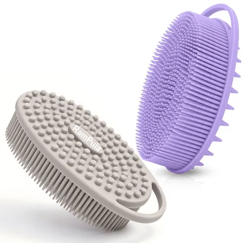 Miniatura 10 de RamPula Limpiador corporal de silicona, esponja de silicona, limpiador de baño, guante de esponja de ducha, cepillo corporal exfoliante