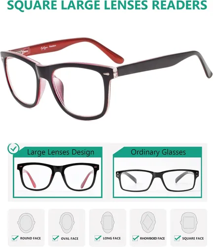 Miniatura 4 de Lentes Eyekepper de lectura cuadrados, grandes, para hombres y mujeres, Negro, rojo, 1
