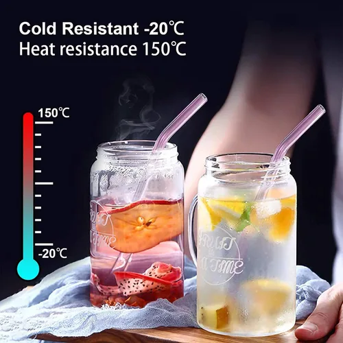 Miniatura 3 de Paquete de 10 popotes de vidrio rosa reutilizables, 8 pulgadas, resistentes a los golpes, batidos y bebidas frías, con 2 cepillos de limpieza, aptos