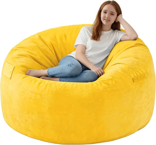 Miniatura 49 de Silla de Puf de 3 Pies, Sillas de Puf Cómodas con Relleno de Espuma Viscoelástica, Sofá de Puf Esponjoso con Funda de Terciopelo Holandés, Sillas